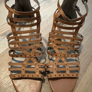 Hinge Brown Gladiator Studded Sandals